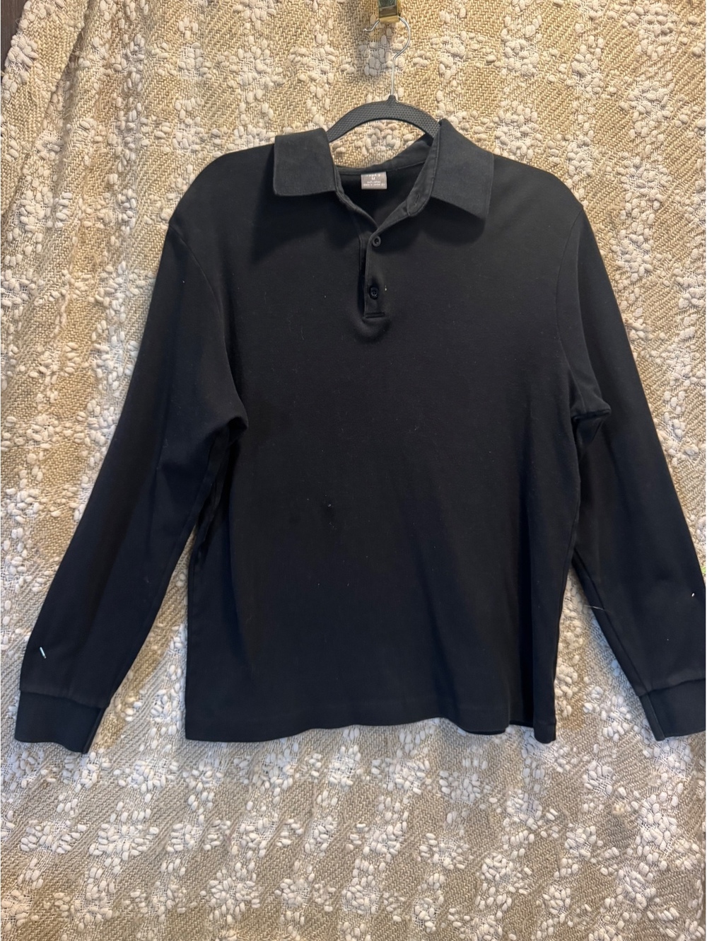 Apt 9 Men's Long-Sleeve Button-Front Polo Shirt  Black Size M